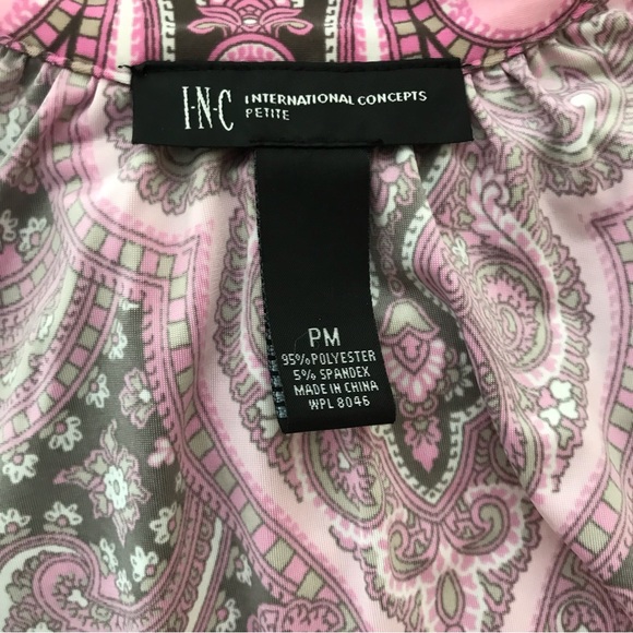 Macy’s INC Pink Paisley Sleeveless Crystal Studded Top Blouse - Picture 7 of 9